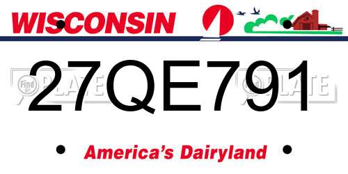 27QE791 Wisconsin License Plate