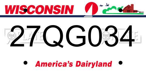 27QG034 Wisconsin License Plate