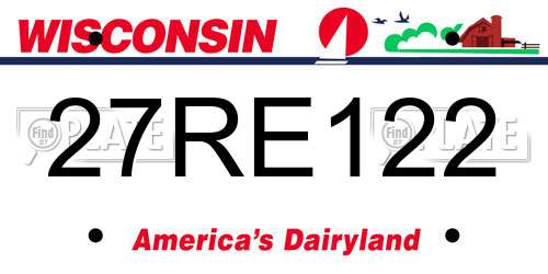 27RE122 Wisconsin License Plate