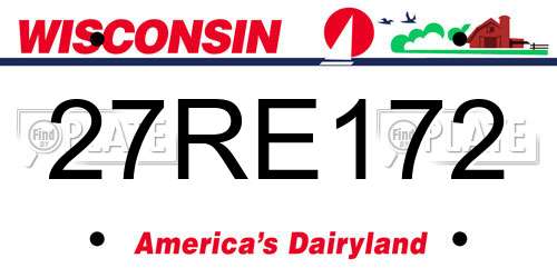 27RE172 Wisconsin License Plate