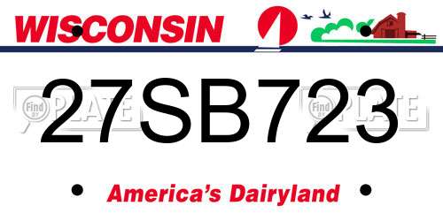 27SB723 Wisconsin License Plate