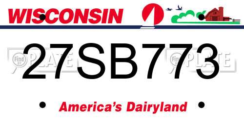27SB773 Wisconsin License Plate