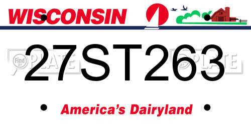 27ST263 Wisconsin License Plate