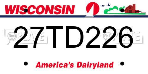 27TD226 Wisconsin License Plate