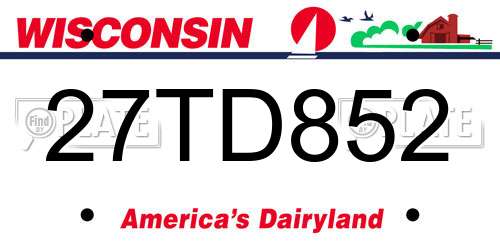 27TD852 Wisconsin License Plate