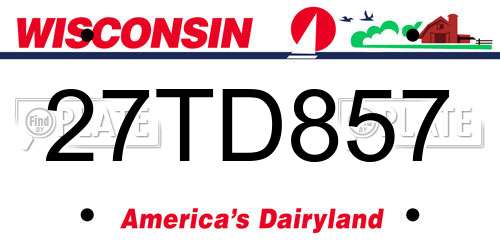 27TD857 Wisconsin License Plate