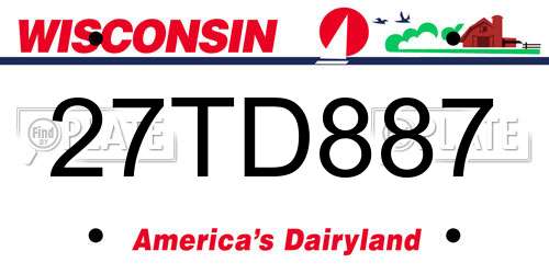27TD887 Wisconsin License Plate
