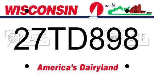 27TD898 Wisconsin License Plate
