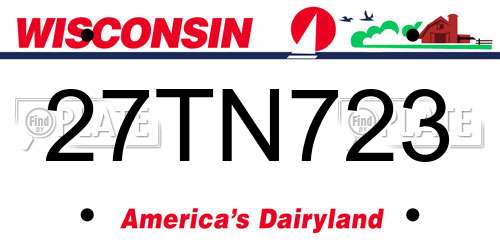 27TN723 Wisconsin License Plate