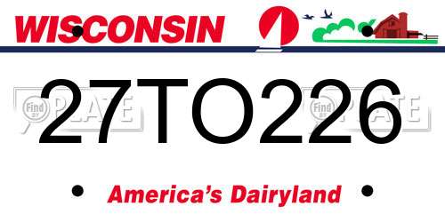 27TO226 Wisconsin License Plate