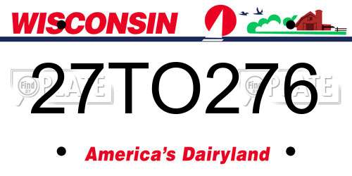 27TO276 Wisconsin License Plate