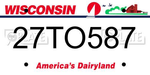27TO587 Wisconsin License Plate