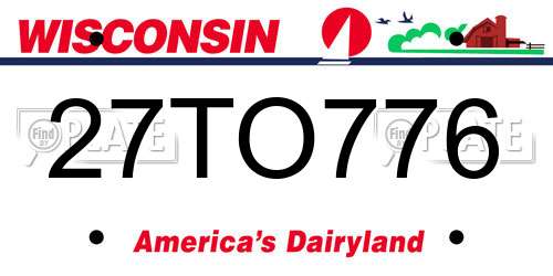 27TO776 Wisconsin License Plate