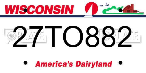 27TO882 Wisconsin License Plate