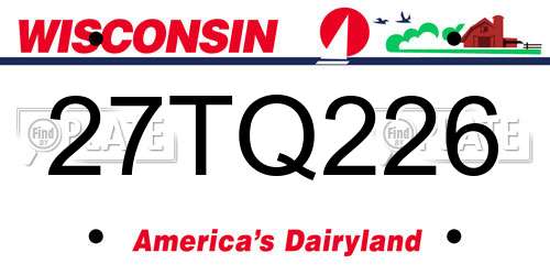 27TQ226 Wisconsin License Plate