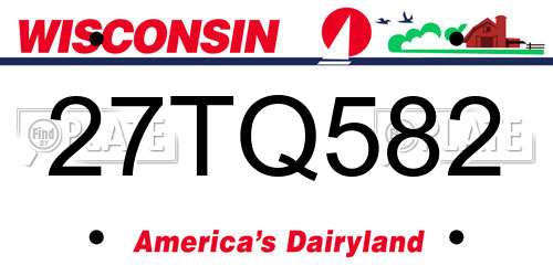 27TQ582 Wisconsin License Plate