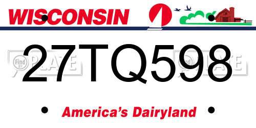 27TQ598 Wisconsin License Plate