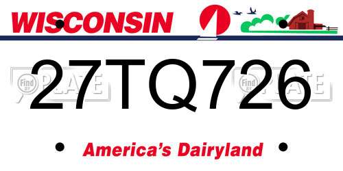 27TQ726 Wisconsin License Plate