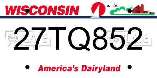 27TQ852 Wisconsin License Plate