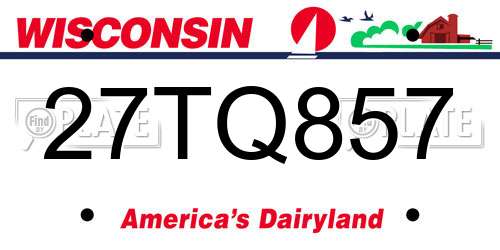 27TQ857 Wisconsin License Plate