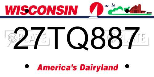 27TQ887 Wisconsin License Plate