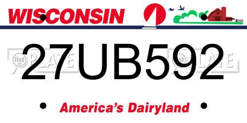 27UB592 Wisconsin License Plate