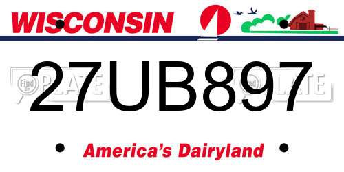 27UB897 Wisconsin License Plate
