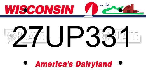 27UP331 Wisconsin License Plate