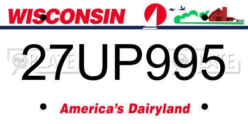 27UP995 Wisconsin License Plate