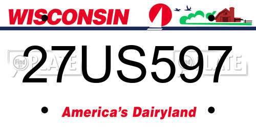 27US597 Wisconsin License Plate