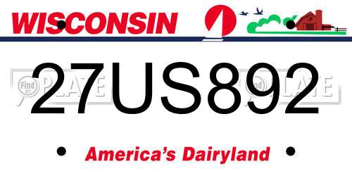 27US892 Wisconsin License Plate