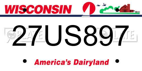 27US897 Wisconsin License Plate