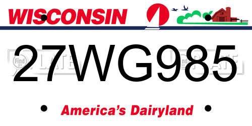 27WG985 Wisconsin License Plate