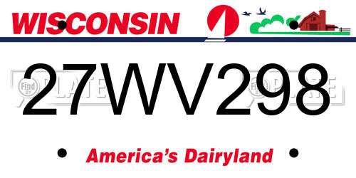 27WV298 Wisconsin License Plate