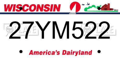 27YM522 Wisconsin License Plate