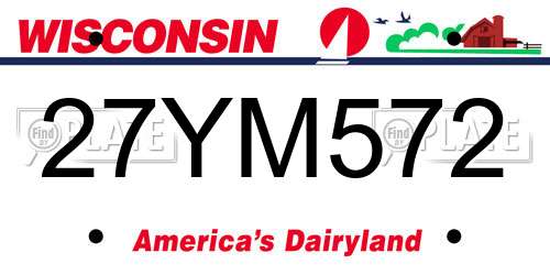 27YM572 Wisconsin License Plate