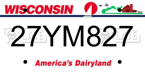 27YM827 Wisconsin License Plate