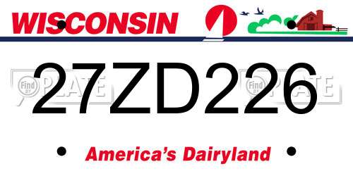 27ZD226 Wisconsin License Plate