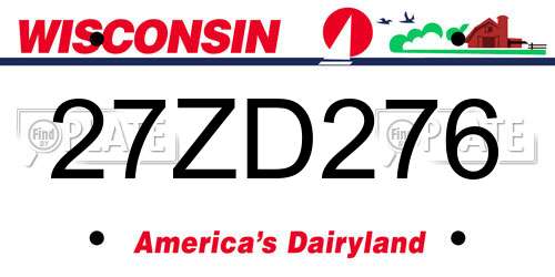 27ZD276 Wisconsin License Plate