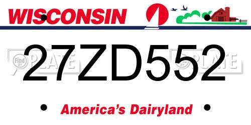 27ZD552 Wisconsin License Plate