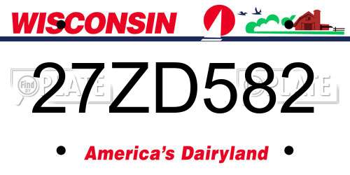 27ZD582 Wisconsin License Plate