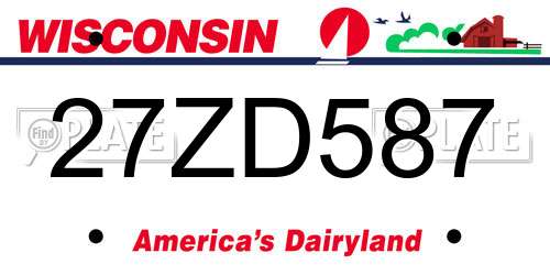 27ZD587 Wisconsin License Plate