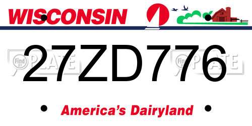 27ZD776 Wisconsin License Plate