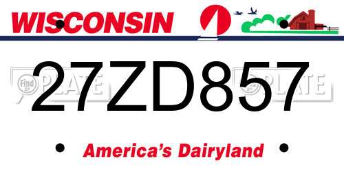 27ZD857 Wisconsin License Plate