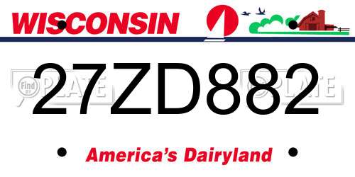 27ZD882 Wisconsin License Plate