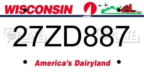 27ZD887 Wisconsin License Plate