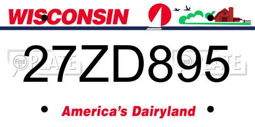 27ZD895 Wisconsin License Plate