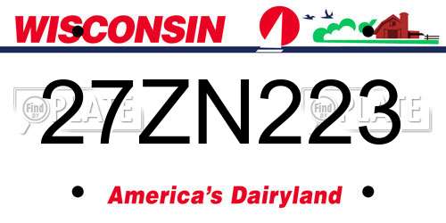 27ZN223 Wisconsin License Plate