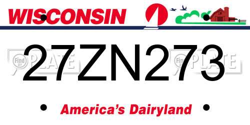 27ZN273 Wisconsin License Plate
