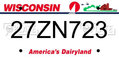 27ZN723 Wisconsin License Plate